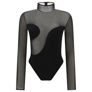 NENSI DOJAKA Long Sleeve Sheer Bodysuit Women BLACK T-Shirts & Tops